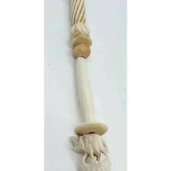 Vintage Hand Carved Elephant Necklace Bovine Bone Lucite Silver Beads Roses - Picture 5 of 11